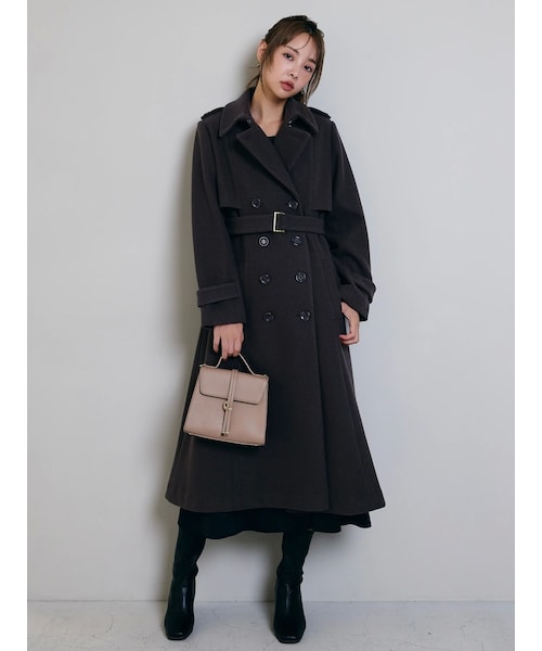 dazzlin（ダズリン）の「2WAYカラーウールライクトレンチコート（トレンチコート・レディース・ブラウン/アイボリー/ネイビー/グレー/ブラック・S/M）」の4枚目の写真