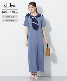 slattgir | 高身長 ひんやり柔らかダンボールニットカットソーロングワンピース(接触冷感・吸汗速乾)(トールサイズ)(ワンピース)