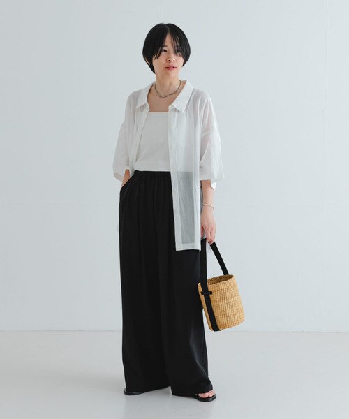 URBAN RESEARCH（アーバンリサーチ）の「『3サイズ展開』『イージーケア』タックギャザーストレートパンツ（その他パンツ・レディース・SAND BEG/CHARCOAL/BLACK/STRIPE・36/38/40）」の18枚目の写真