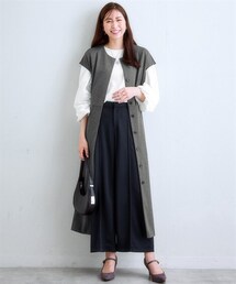 nissen | 【レディーススーツ】セットアップ対応ジレとしても着用可能なタックワンピース（上下別売・カノコジャージーシリーズ）(フォーマルスーツ/小物)