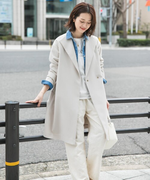 URBAN RESEARCH DOORS(アーバンリサーチドアーズ)の「ダブルクロスガウンコート(テーラードジャケット・レディース・L.BEIGE/NAVY・M)」の6枚目の写真
