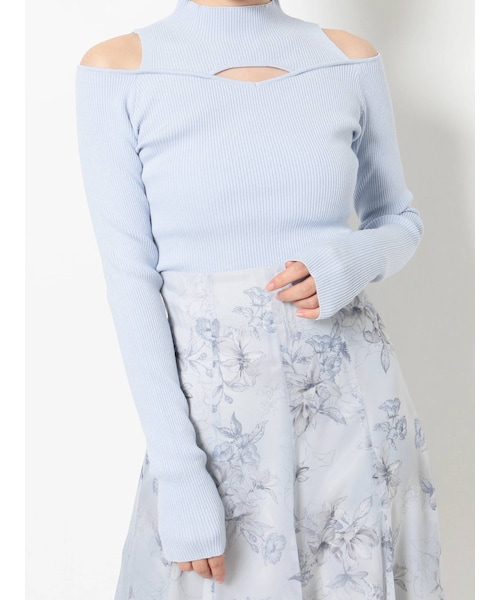 MERCURYDUO（マーキュリーデュオ）の「2wayレイヤード風リブニット（ニット/セーター・レディース・オフホワイト/ブラック/アイスブルー/パープル・F）」の3枚目の写真