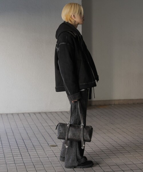 SENSE OF PLACE by URBAN RESEARCH（センスオブプレイスバイアーバンリサーチ）の「『わたべ×SOP』『セットアップ対応』ツイードワイドフレアパンツ（その他パンツ・メンズ・BLK×WHT/BLACK・M/L）」の14枚目の写真