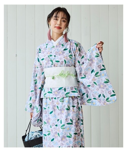 nissen（ニッセン）の「大きいサイズ 一人で簡単に着られる二部式浴衣（浴衣・レディース・紺系/薄紫系・L~LL相当/3L~4L相当/5L~6L相当/8L~10L相当）」の6枚目の写真