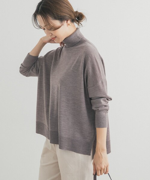 URBAN RESEARCH DOORS（アーバンリサーチドアーズ）の「ウォッシャブルウールタートルネックワイドプルオーバー（ニット/セーター・レディース・杢MOCHA/RED/GREEN/BROWN・M）」の16枚目の写真