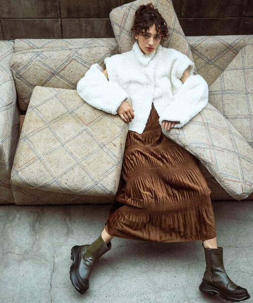 KBF（ケイビーエフ）の「マルチWAYボアジャケット（テーラードジャケット・レディース・BEIGE/IVORY/BLACK・one）」の15枚目の写真