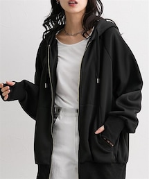 nissen | 指穴付裏起毛BIGシルエットジップアップパーカー＜大きいサイズ有＞(パーカー)