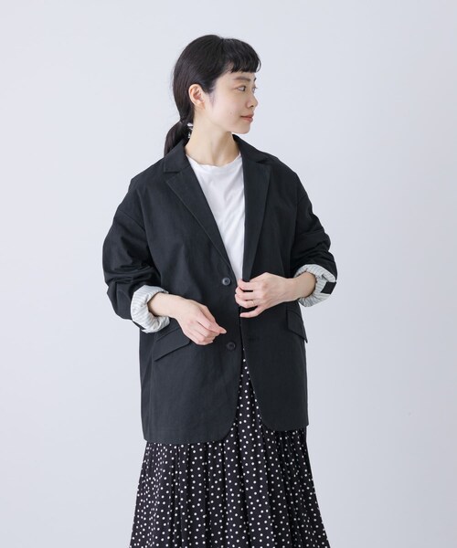 かぐれ(カグレ)の「Tailored jacket w/lining(テーラードジャケット・レディース・BEIGE/BLACK・FREE)」の6枚目の写真