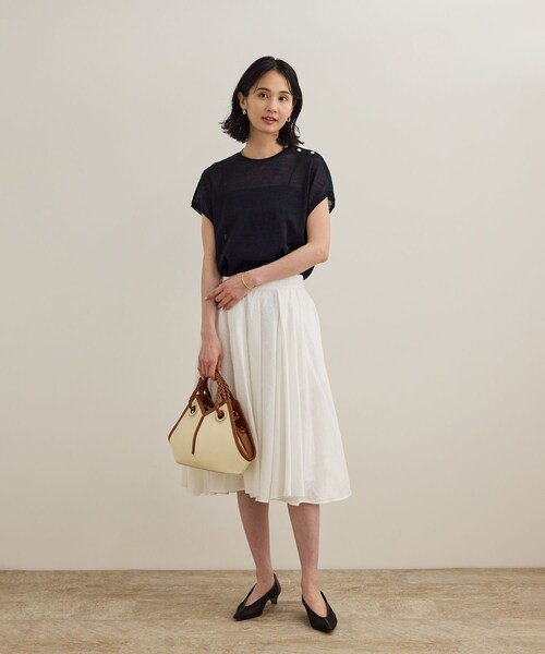 ROPE'（ロペ）の「ラミー フレンチスリーブプルオーバー/サマーニット（ニット/セーター・レディース・ベージュ/ネイビー/ブルー・F）」の14枚目の写真