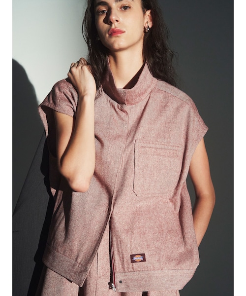 ELENDEEK（エレンディーク）の「【Dickies×ELENDEEK】STAND ZIP VEST（ベスト・レディース・グレー/ブラック/ボルドー・F）」の9枚目の写真