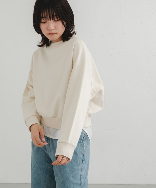 EKAL(エカル)の「フリーダムスリーブスエットプルオーバー(スウェット・レディース・ピンク/オフ/グレージュ・one)」の13枚目の写真