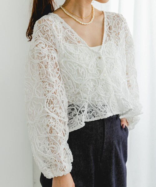 URBAN RESEARCH ROSSO（アーバンリサーチロッソ）の「F by ROSSO　コードレースブラウス（シャツ/ブラウス・レディース・OFF WHITE/BLACK・FREE）」の9枚目の写真