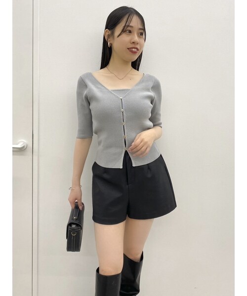 dazzlin（ダズリン）の「【SETUP】コンパクトショートパンツ※セットアップ対応（その他パンツ・レディース・チャコールグレー/ピンク/ブラウン/アイボリー/ブラック・S/M）」の7枚目の写真