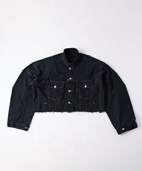 ADAM ET ROPE'(アダムエロペ)の「【QUIITO】REMAKE DENIM SHORT JACKET BLACK(デニムジャケット・レディース・ブラック・F)」の3枚目の写真