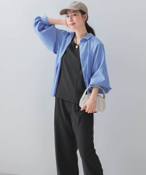 URBAN RESEARCH ROSSO(アーバンリサーチロッソ)の「『UR TECH DRYLUXE』F by ROSSO フレンチブラウス+ワイドパンツ(セットアップ・レディース・MOCHA/BEIGE/BLACK・36/38)」の8枚目の写真