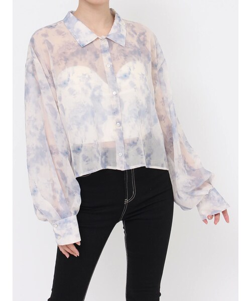 GYDA（ジェイダ）の「SHEERショートシャツ（シャツ/ブラウス・レディース・オフホワイト/ブラック/ミックス・F）」の5枚目の写真