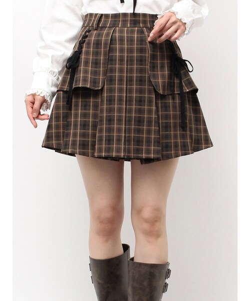 CALNAMUR（カルナムール）の「レースアップタックミニスカート（スカート・レディース・グレー/ミックス・S/M）」の17枚目の写真