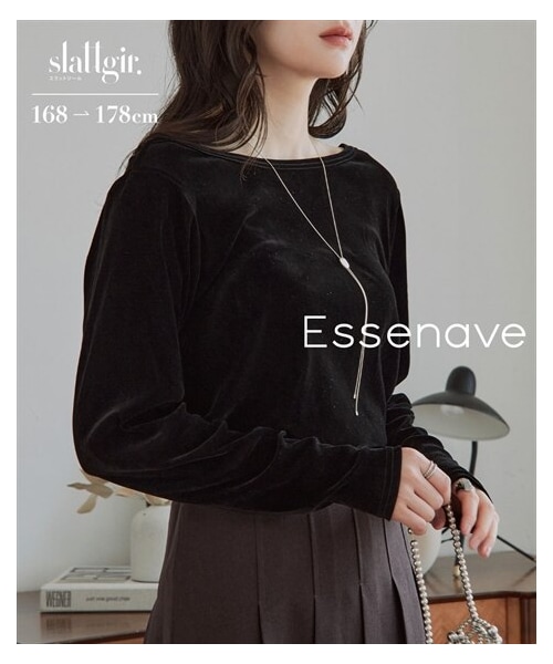 nissen（ニッセン）の「高身長　シアーベロアプルオーバー（トールサイズ）Essenave（Tシャツ/カットソー・レディース・グレー/ブラウン/黒・MTT/LTT/LLTT/3LTT）」の6枚目の写真