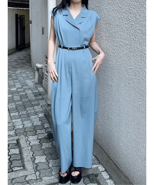 MURUA（ムルーア）の「デザインベルトワイドロンパース（つなぎ/オールインワン・レディース・グレー/ブルー/ベージュ・F）」の5枚目の写真