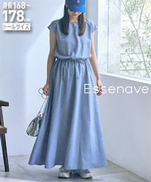 nissen | 高身長　ウエストギャザーフレンチスリーブマキシワンピース　（トールサイズ）Essenave(ワンピース)