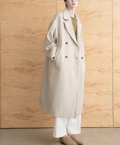 URBAN RESEARCH(アーバンリサーチ)の「スーパー140ウールチェスターコート(チェスターコート・レディース・L.BEIGE/D.GREEN/BLACK・36/38)」の20枚目の写真