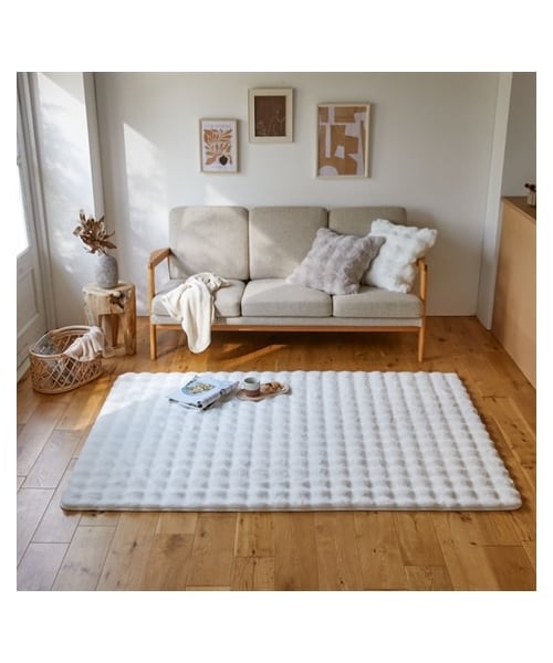 nissen（ニッセン）の「モコモコ デザインラグ ラビットファー調(furry doudou./ファーリードゥドゥ)（ラグ/マット・メンズ・スノーホワイト・約185×185cm）」の2枚目の写真