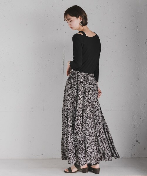SENSE OF PLACE by URBAN RESEARCH（センスオブプレイスバイアーバンリサーチ）の「アシメネックリブトップ(7分袖)（Tシャツ/カットソー・レディース・BLACK/GREIGE/DUSTY PINK・FREE）」の12枚目の写真
