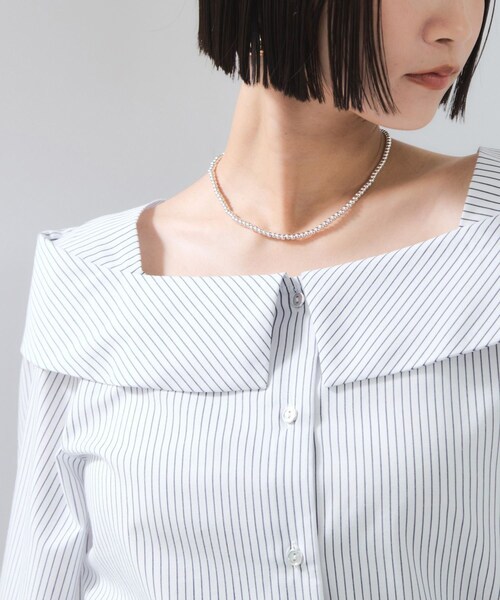 VIS（ビス）の「オフショルライクロングスリーブブラウス/イージーケア（シャツ/ブラウス・レディース・ホワイト系/ネイビー/ブルー系・F）」の17枚目の写真