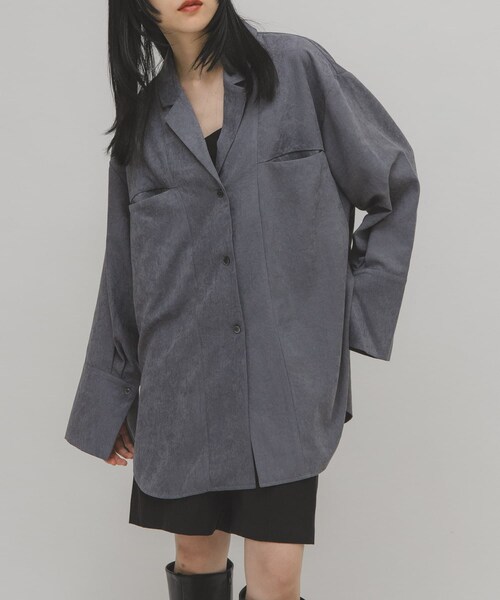 KBF（ケイビーエフ）の「ピーチスキンBIGシャツ（シャツ/ブラウス・レディース・IVORY/BLUE GRAY/CHARCOAL・One）」の16枚目の写真