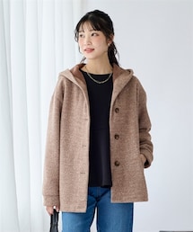 nissen | 大きいサイズ なめらか裏ベロアフード付コクーンコート(ジャケット/アウター)