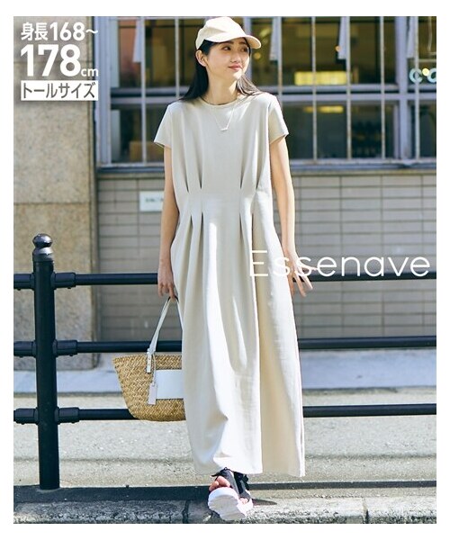 高身長 シャツフレアマキシワンピース（トールサイズ）Essenave 通販【ニッセン】 [ニッセン] ワンピース レディース 高身長 ハイネックニット（トールサイズ） Essenave