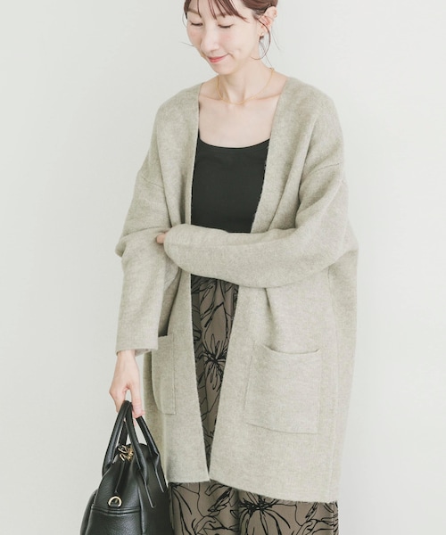 ITEMS URBANRESEARCH(アイテムズ アーバンリサーチ)の「ニットガウン(テーラードジャケット・レディース・GRY/BRN/L.KHK・FREE)」の3枚目の写真