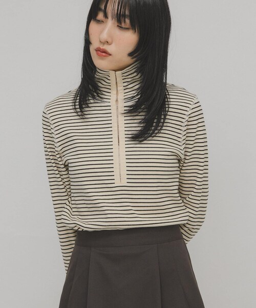 KBF（ケイビーエフ）の「タートルホックボーダートップス（Tシャツ/カットソー・レディース・IVORY×BLK/CCL×IVORY/BROWN×NVY・One）」の10枚目の写真