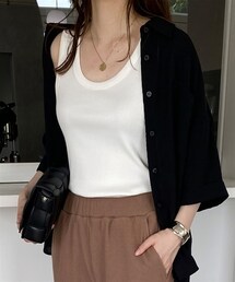 nissen | とろみ素材　胸ポケットオープンカラ―シャツ(シャツ/ブラウス)