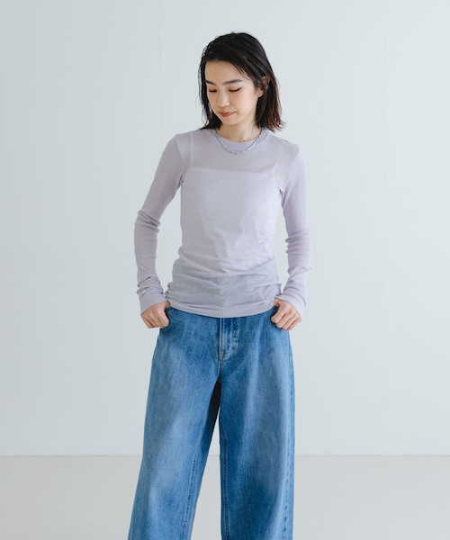 URBAN RESEARCH(アーバンリサーチ)の「NINETY PERCENT ANIS RIB TOP(Tシャツ/カットソー・レディース・LAVENDULA/CHALKWHITE/TAUPE/BLACK・S)」の21枚目の写真