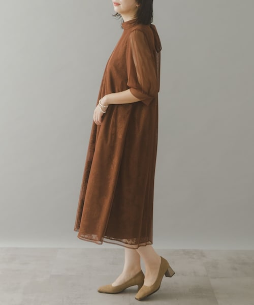 URBAN RESEARCH ROSSO（アーバンリサーチロッソ）の「kaene　チュールレースAラインドレス（ワンピース・レディース・yellow/brown・FREE）」の8枚目の写真