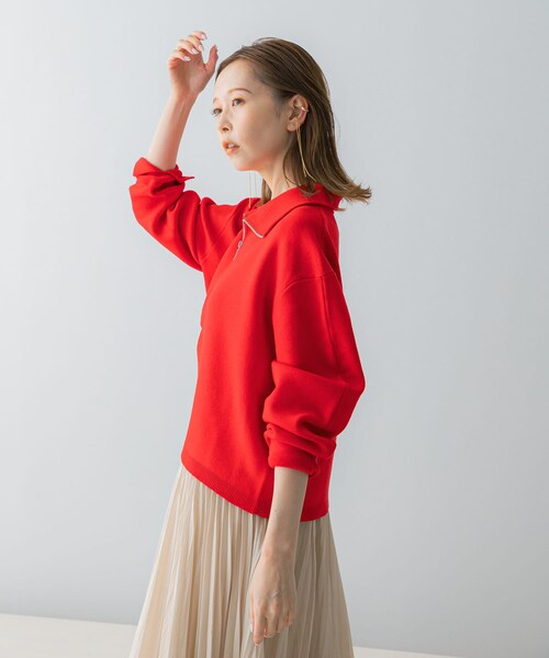 URBAN RESEARCH ROSSO（アーバンリサーチロッソ）の「ハーフジップニット（ニット/セーター・レディース・L/GREIGE/RED・FREE）」の14枚目の写真