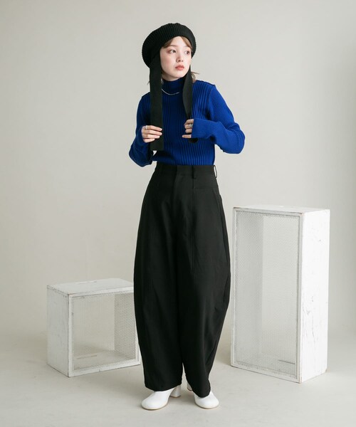 KBF(ケイビーエフ)の「リボン付きニットベレー帽(ハンチング/ベレー帽・レディース・BLACK/CHARCOAL・one)」の11枚目の写真