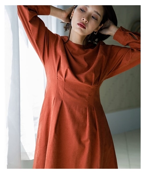 nissen（ニッセン）の「【sail】ウエストタックワンピース　小さいサイズ（ワンピース・レディース・テラコッタ/ネイビー・PSS/PS）」の5枚目の写真