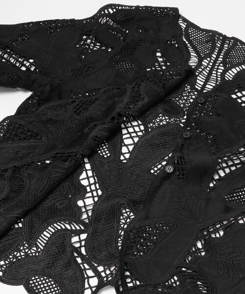 SENSE OF PLACE by URBAN RESEARCH（センスオブプレイスバイアーバンリサーチ）の「ノーカラーレースジャケット（ノーカラージャケット・レディース・IVORY/BLACK・One）」の7枚目の写真