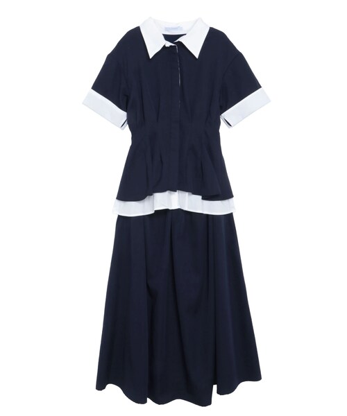 ELENDEEK（エレンディーク）の「LAYERED SHIRT OP（ワンピース・レディース・チャコールグレー/ブラック/ネイビー・1/2）」の4枚目の写真
