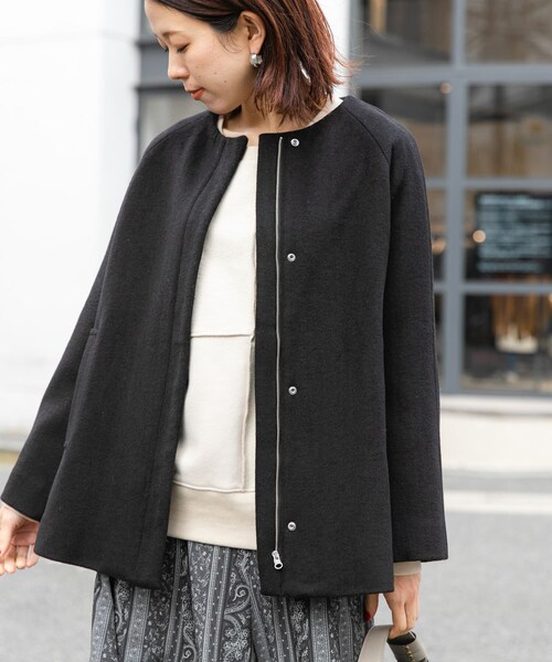 URBAN RESEARCH Sonny Label（アーバンリサーチサニーレーベル）の「ノーカラーショートコート（ノーカラージャケット・レディース・ミント/ブラック/ベージュ・FREE）」の6枚目の写真