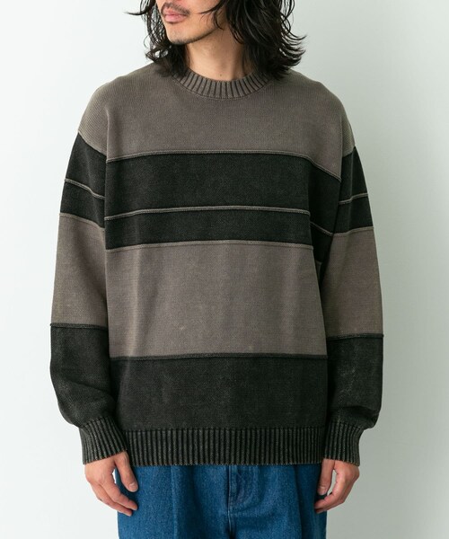 URBAN RESEARCH Sonny Label（アーバンリサーチサニーレーベル）の「ピグメントパネルボーダーニット（ニット/セーター・メンズ・ブラック/ネイビー・M/L）」の12枚目の写真