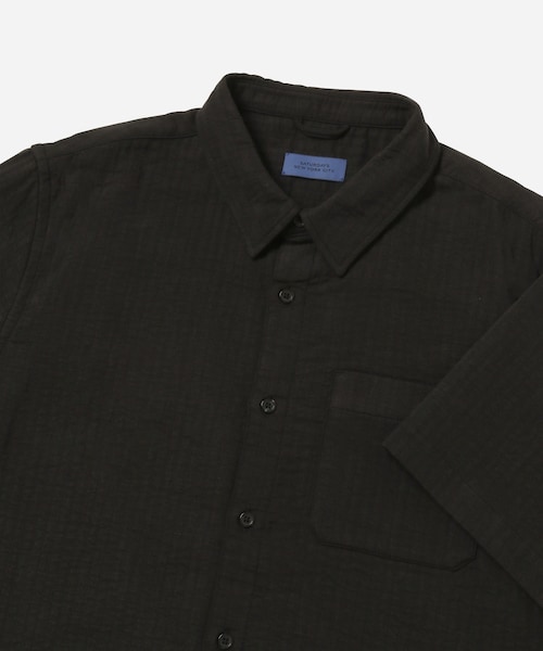 Saturdays NYC（サタデーズ ニューヨークシティ ）の「Bruce Double Layer Crinkle Short Sleeve Shirt（シャツ/ブラウス・メンズ・ブラック/オフホワイト・L/M/S/XL/XS）」の13枚目の写真
