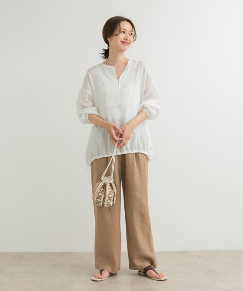 URBAN RESEARCH DOORS（アーバンリサーチドアーズ）の「リネンブレンドドロストチュニック（チュニック・レディース・OFF/NATURAL/INK BLK・M）」の11枚目の写真