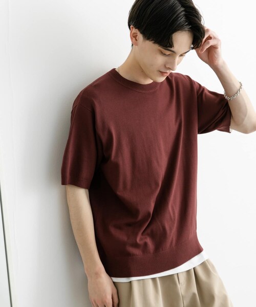 SENSE OF PLACE by URBAN RESEARCH(センスオブプレイスバイアーバンリサーチ)の「クルーネックニットショートスリーブTシャツ(ニット/セーター・メンズ・BLACK/BROWN/GREEN・M/L)」の15枚目の写真