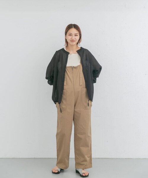 EKAL(エカル)の「製品洗いジップデザインサロペット(サロペット/オーバーオール・レディース・チャコール/キャメル・one)」の18枚目の写真