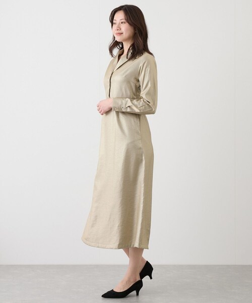 Jayro（ジャイロ）の「開衿Iラインワンピース（ワンピース・レディース・チャコール/キナリ/ベージュ・M）」の6枚目の写真