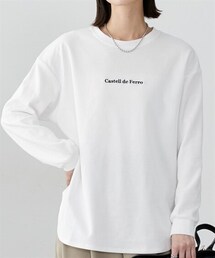 nissen | 裾ラウンド長袖ロゴＴシャツ(Tシャツ/カットソー)