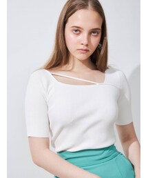 MERCURYDUO | 2WAYアシメネックテープリブニット(ニット/セーター)